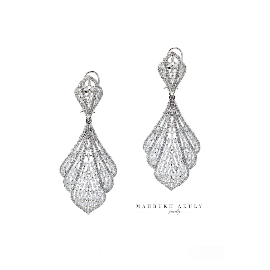 Crescent zirconia earrings