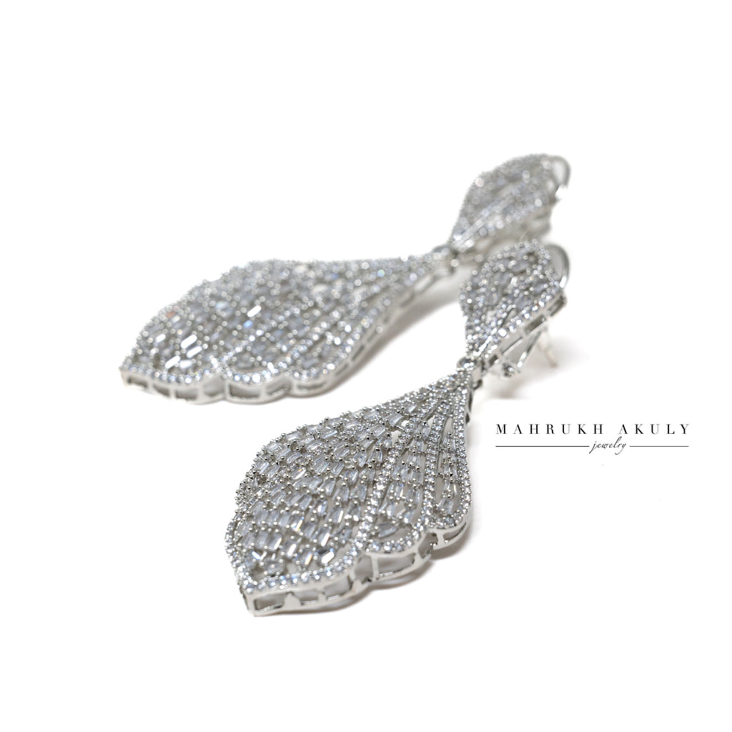 Crescent zirconia earrings