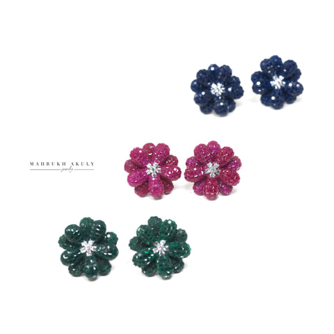 Floral gemstone studs