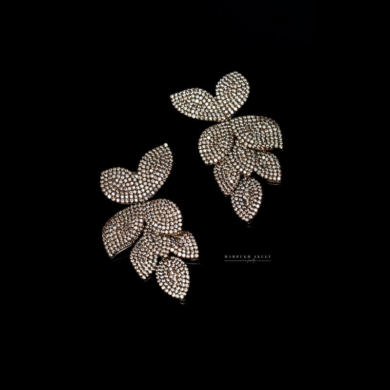 Petal pave earrings