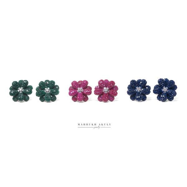 Floral gemstone studs