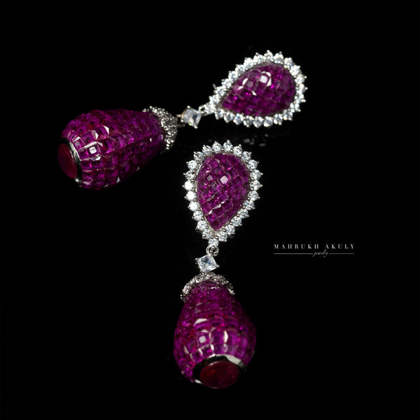 Double drop ruby earrings