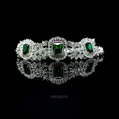 Emerald and zirconia choker set