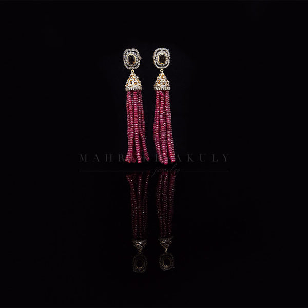 Ruby Victorian Tassel Earrings