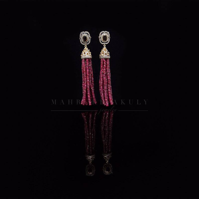 Ruby Victorian Tassel Earrings