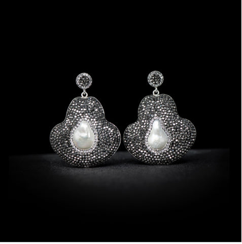Baroque pearl and Swarovski earrings