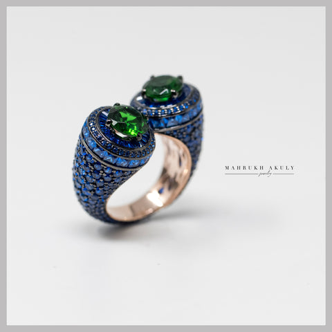 Double  pave gemstone ring