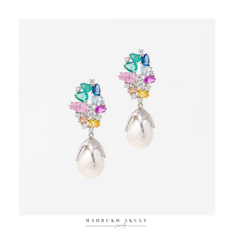 Multicolor zirconia drop earrings