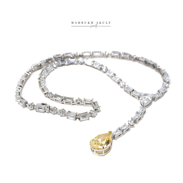 Yellow zirconia drop necklace