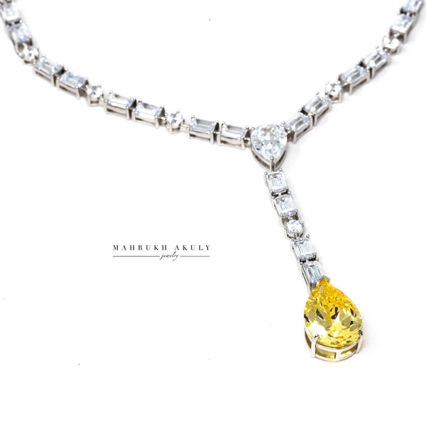 Yellow zirconia drop necklace