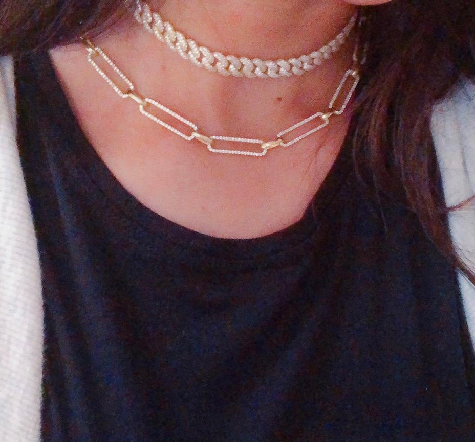 Pave zirconia Cuban link necklace