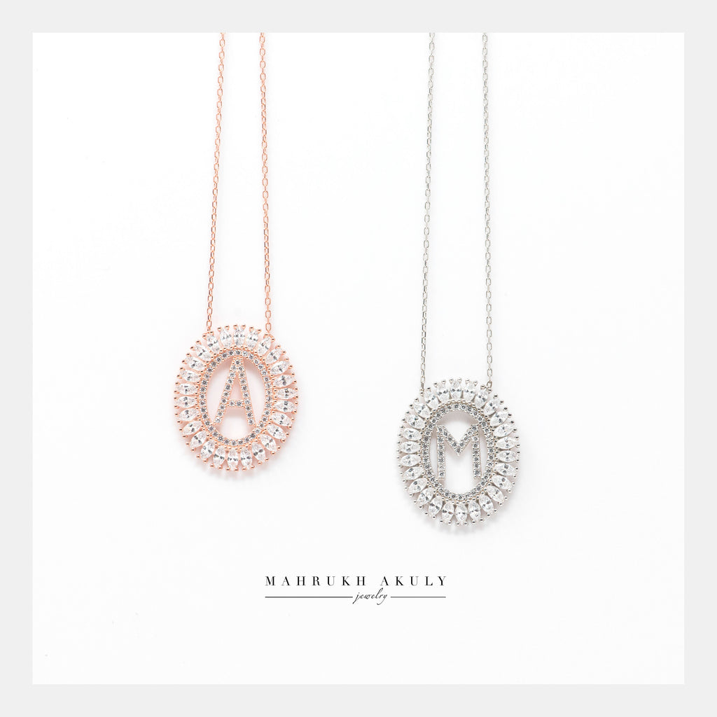Initial necklace- Rose Gold