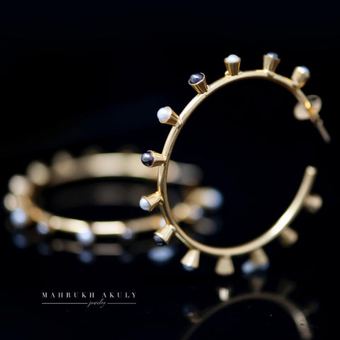 Gold and pearl hoops