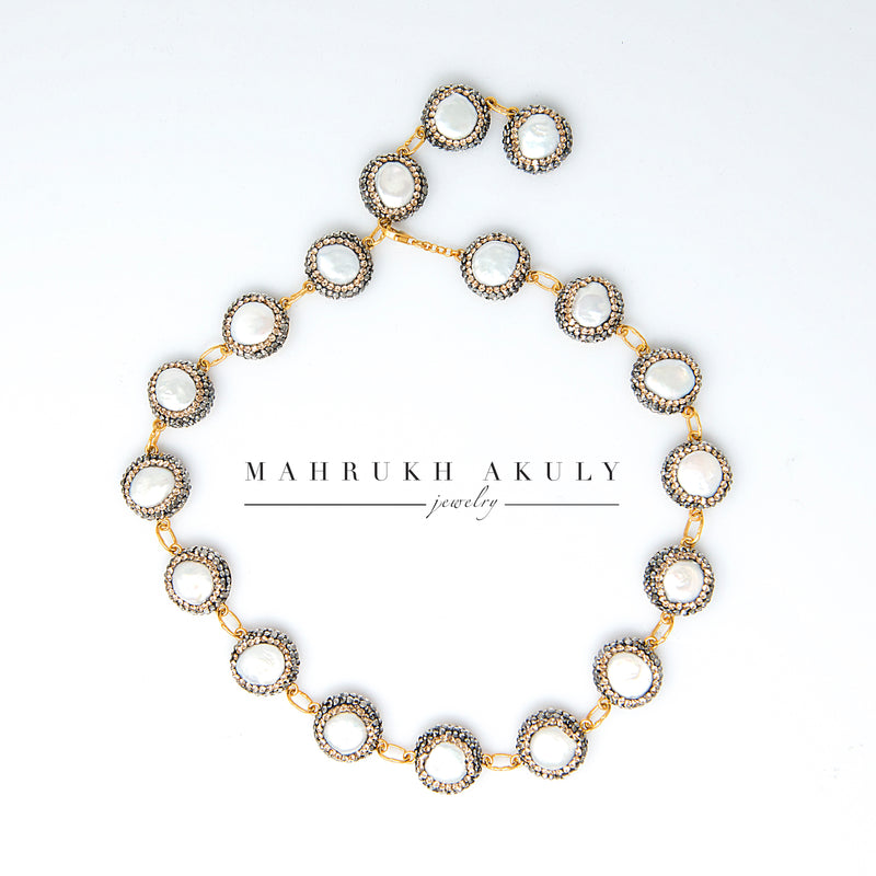 Baroque Pearl and Swarovski collar/choker.