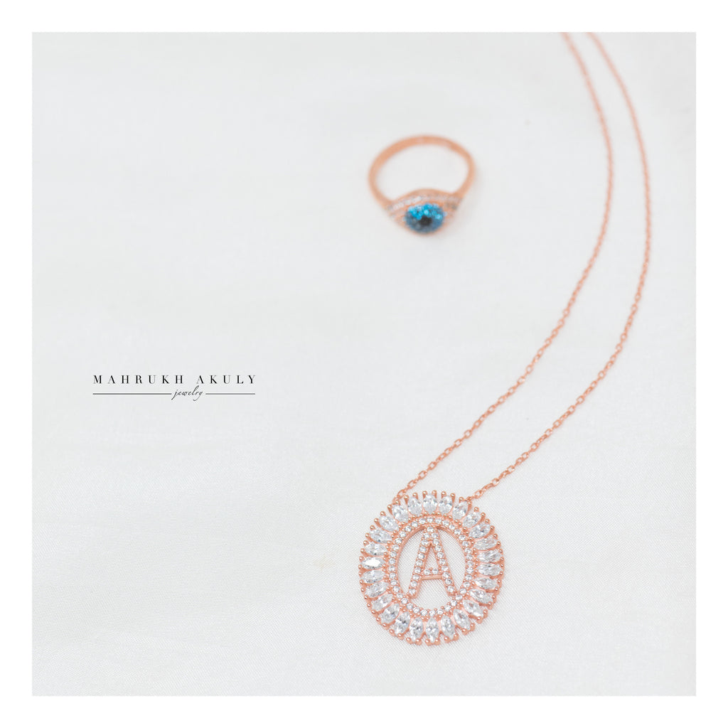 Initial necklace- Rose Gold