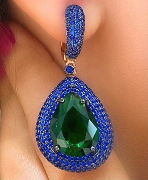 Pave gem drop earrings