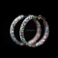 Multicolor pave hoops