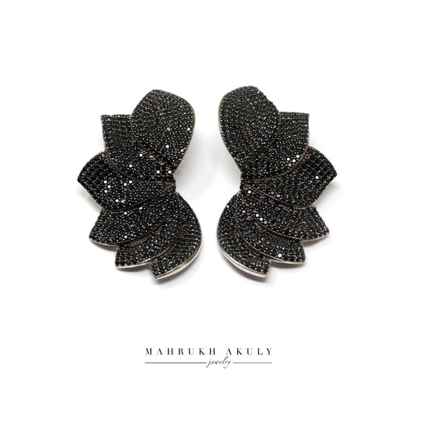 Pleated pave zirconia earrings