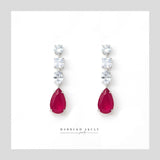 Ruby drop zirconia earrings