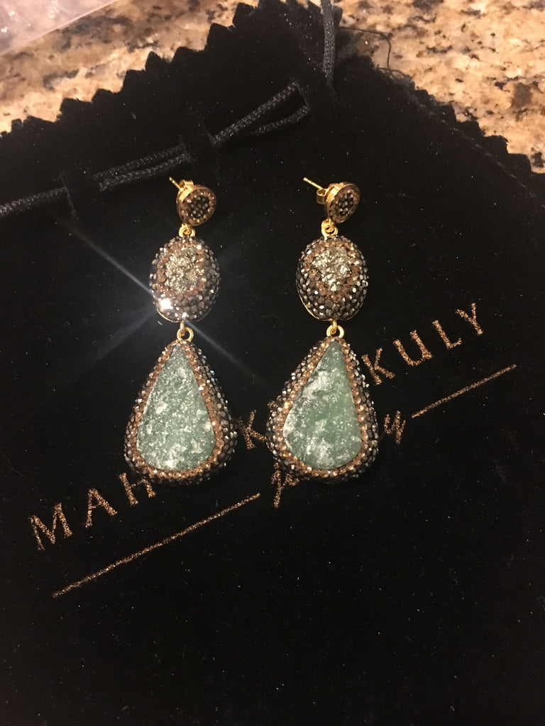 Pyrite and amazonite earrings